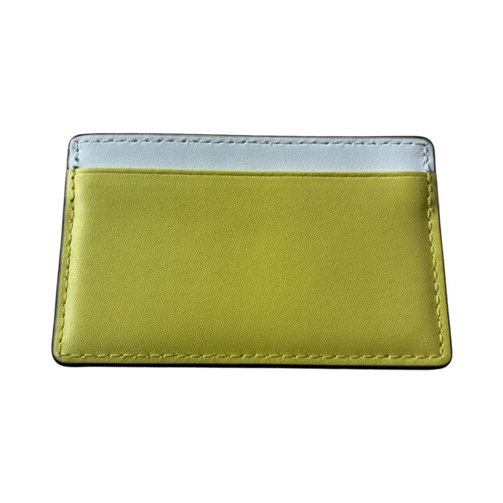 Michael Kors Card Case Holder White and Yellow Leather Slim Wallet‎
